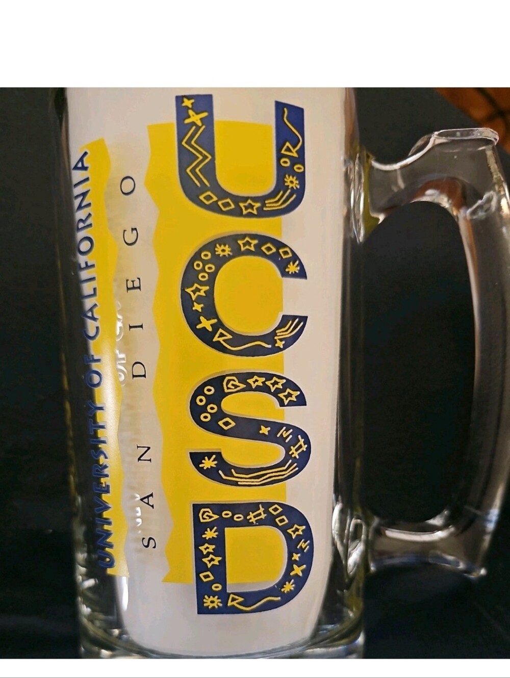 Vintage 1993 UCSD University of California San Diego Glass Beer Mug Stein